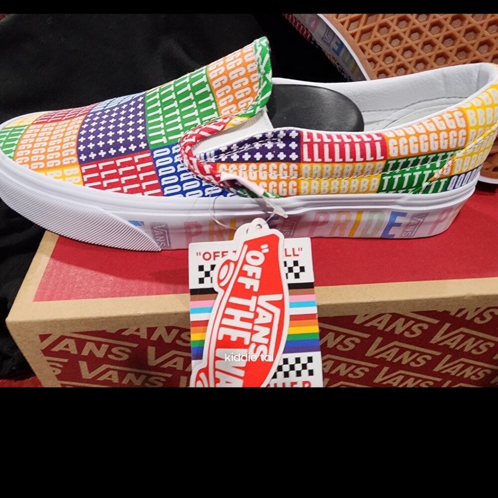 Pride vans slip on shoeshut up my